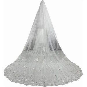Women's Wedding Veils, Flower Cathedral Length veils 1 Tier with Comb
